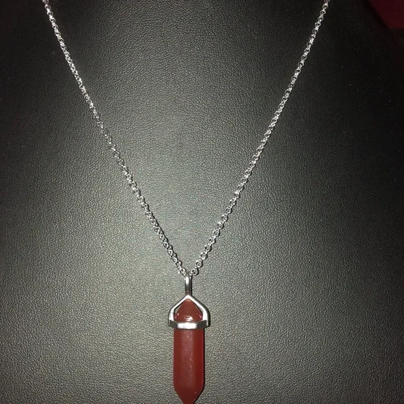 COPY - COPY - Genuine Carnelian Point Crystal Pendant w/Chain - Picture 6 of 6